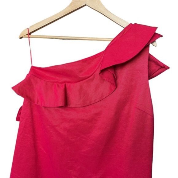 NWT MSGM MIlano One Shoulder Ruffle Dress in Red Women Size‎ 44 US 8 - Picture 4 of 12